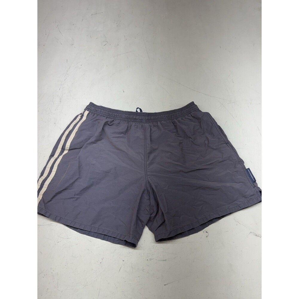Speedo Swimming Trunks Blue Gray w/ White Stripes Lined Vintage 1990s Men’s XL